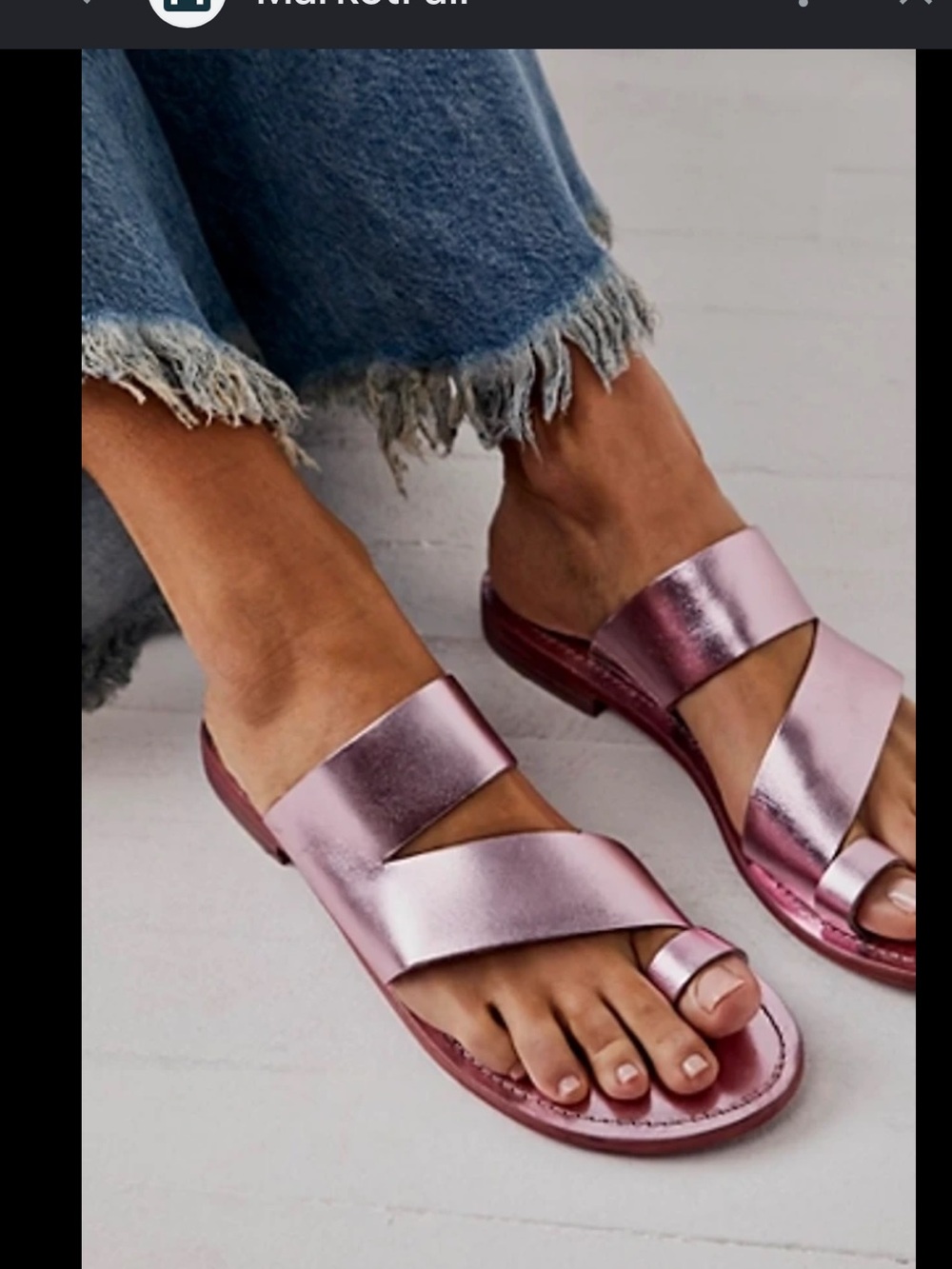 Free People Abilene toe Metallic Rose Pink Slide Sandals